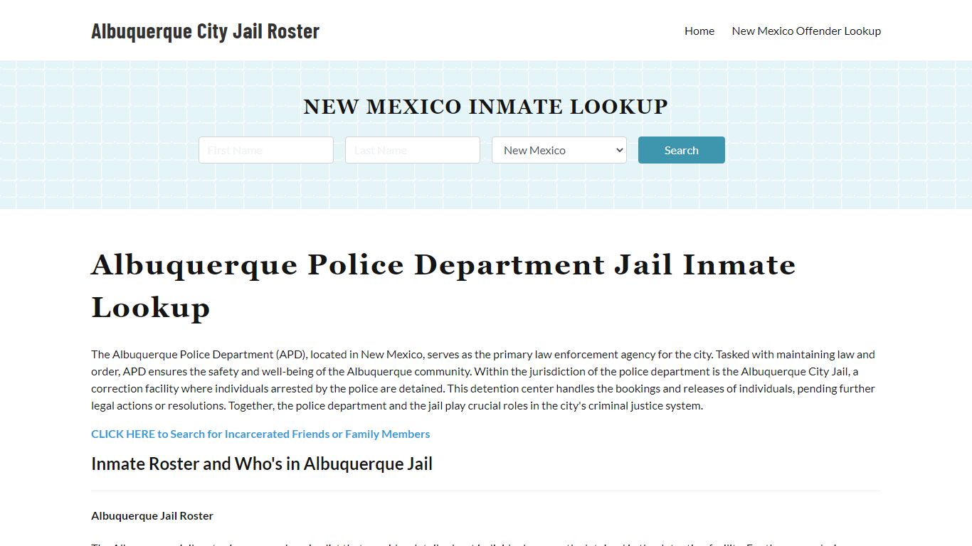 Albuquerque Police Department & City Jail, NM Inmate Roster, Arrests ...